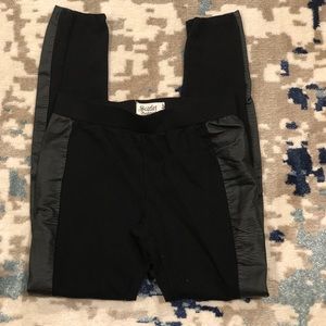 Black leggings with faux leather side panels